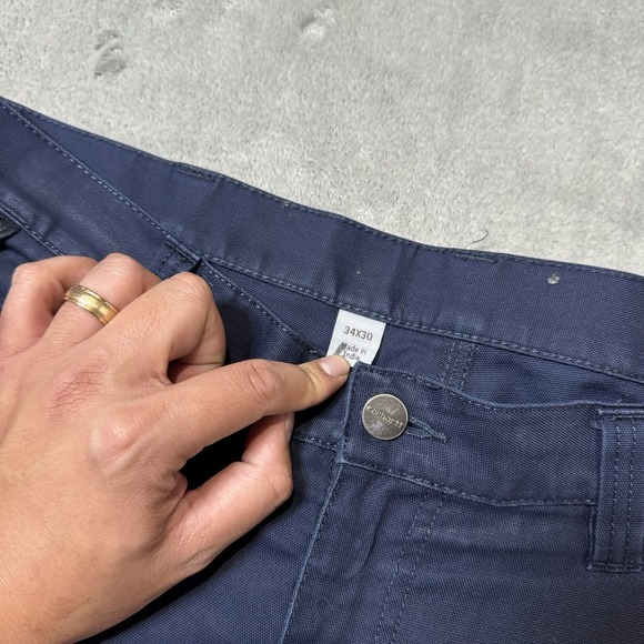 Carhartt Navy Blue Mens Cargo Work Pants Size 34x30 Faded and Distressed Utility - Picture 5 of 14